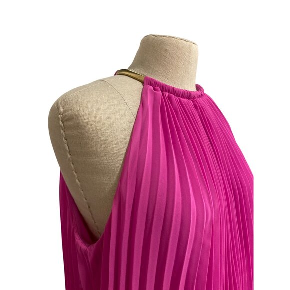 MSK Womens Pleated Halter Maxi Dress Pink Size 16 - Picture 5 of 9